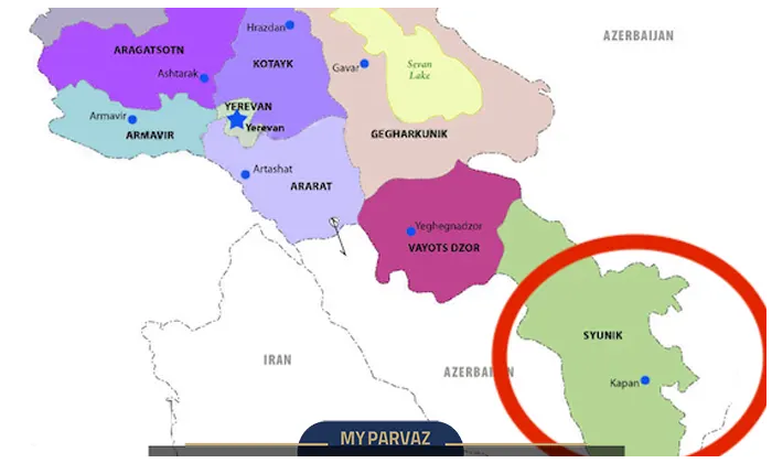 Geographical location of Syunik, Armenia